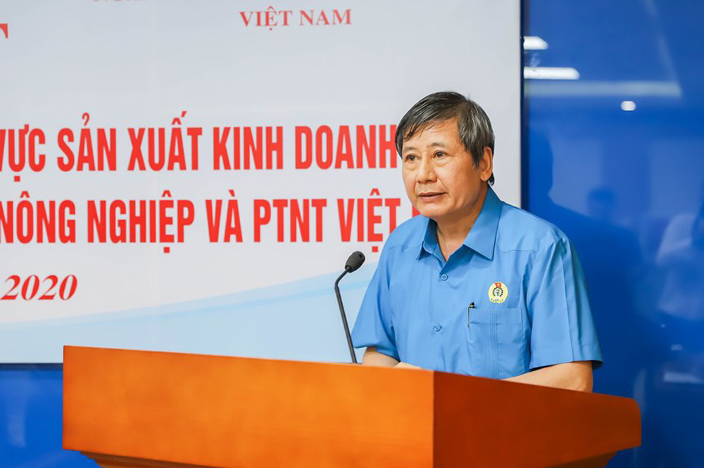 Phó chủ tịch thường trực Tổng LĐLĐ Việt Nam Trần Thanh Hải phát biểu
