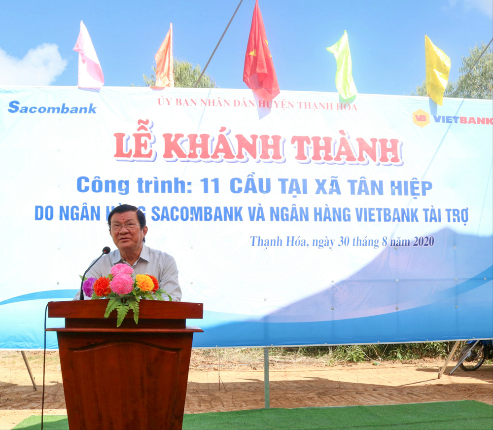 Ông Trương Tấn Sang - nguyên Ủy viên Bộ Chính trị, nguyên Chủ tịch nước Cộng hòa xã hội chủ nghĩa Việt Nam phát biểu tại buổi lễ khánh thành