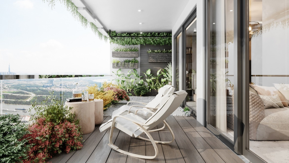 Mỗi căn hộ tại Sunshine Horizon được tặng thiết kế và thi công vườn xanh tại logia 