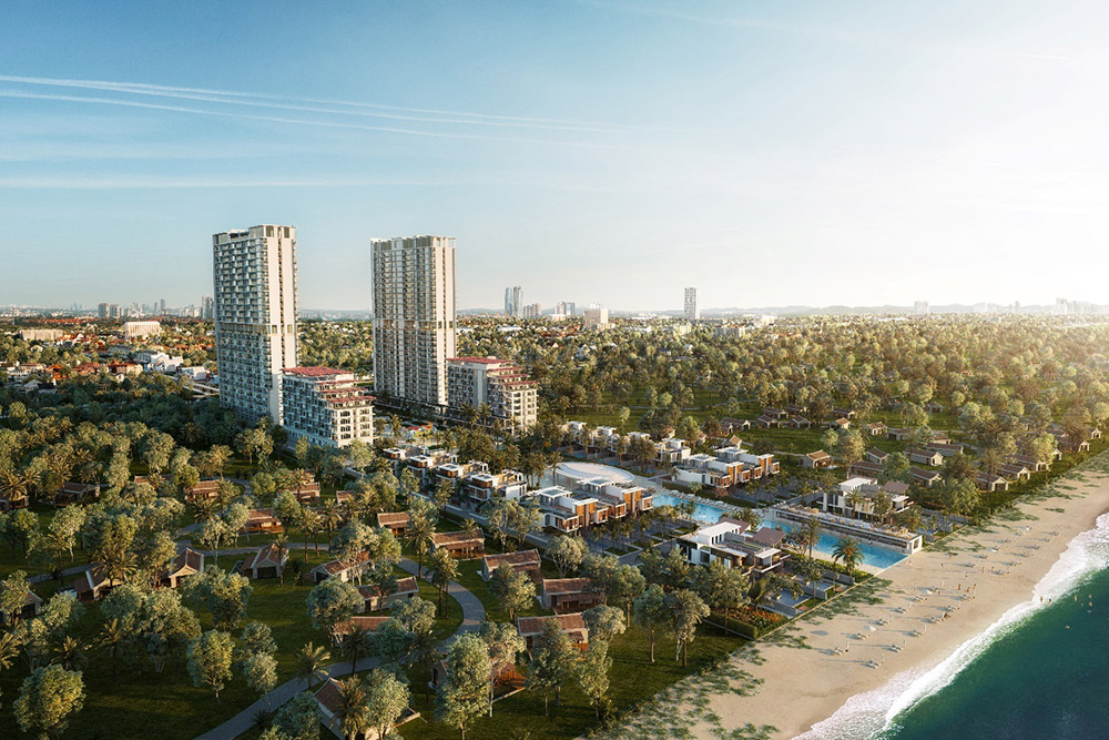 Phối cảnh dự án Aria Đà Nẵng Hotel & Resort với 140m mặt tiền bãi biển tuyệt mỹ