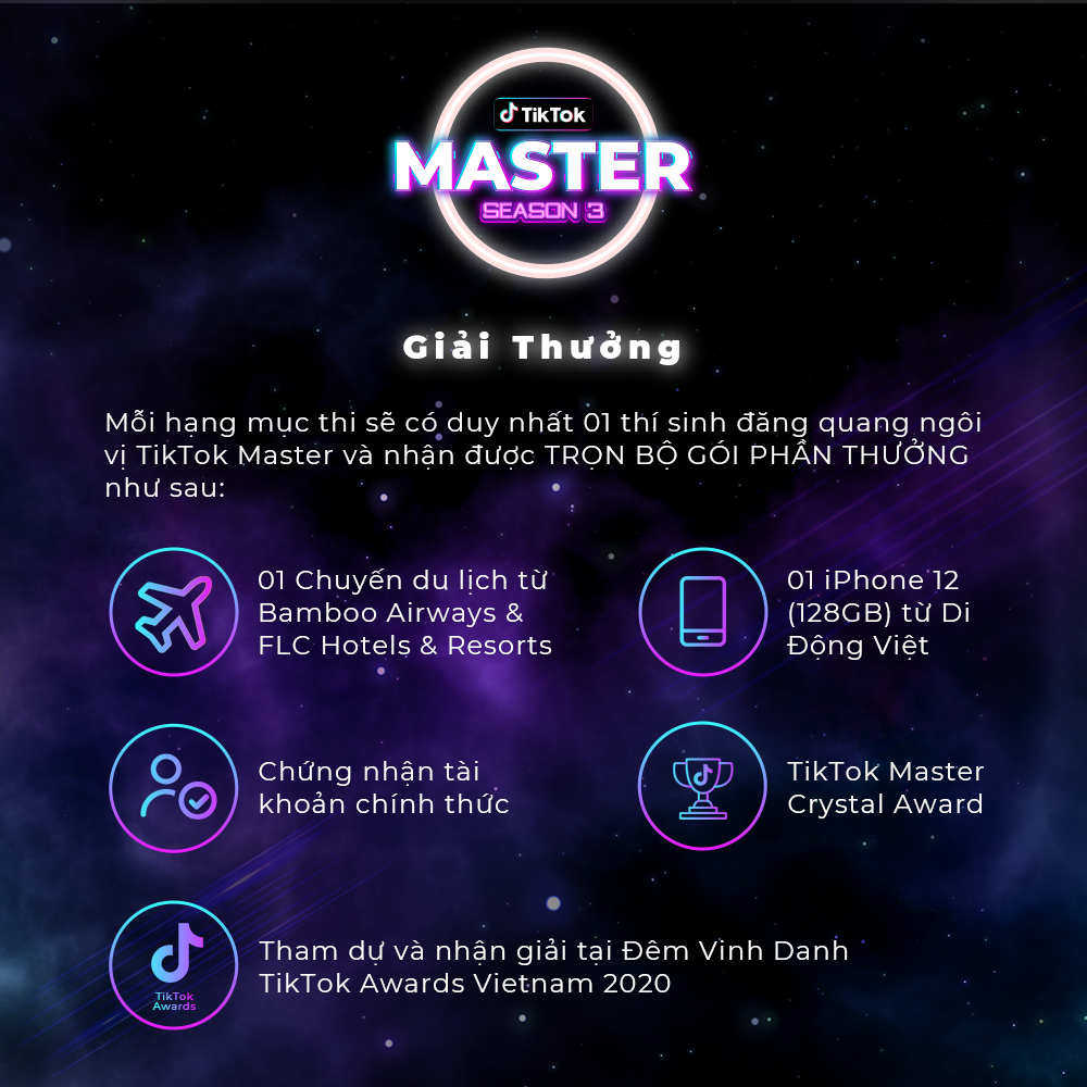 Giải thưởng hấp dẫn cho ngôi vị danh giá của cuộc thi TikTok Master Mùa 3