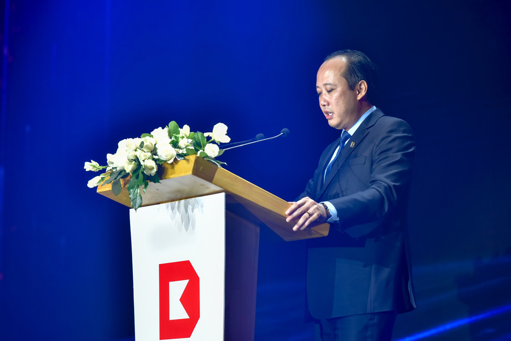 Ông Lê Thống Nhất - Chủ tịch Hội đồng Quản trị Tập đoàn Danh Khôi phát biểu tại sự kiện