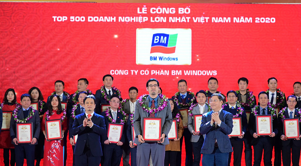 BM Windows nằm trong danh sách 500 doanh nghiệp tư nhân lớn nhất Việt Nam (VNR500) năm 2019 và tiếp tục thăng hạng trong năm 2020
