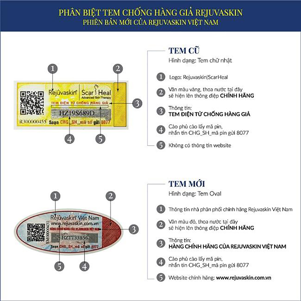 Hình ảnh tem chống hàng giả mới nhất của Rejuvaskin Việt Nam