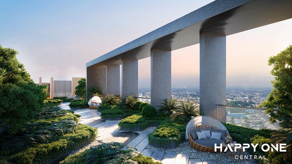 Một góc hệ sinh thái được thiết kế theo phong cách Singapore ngay trên tầng mái thứ 40 của Happy One - Central