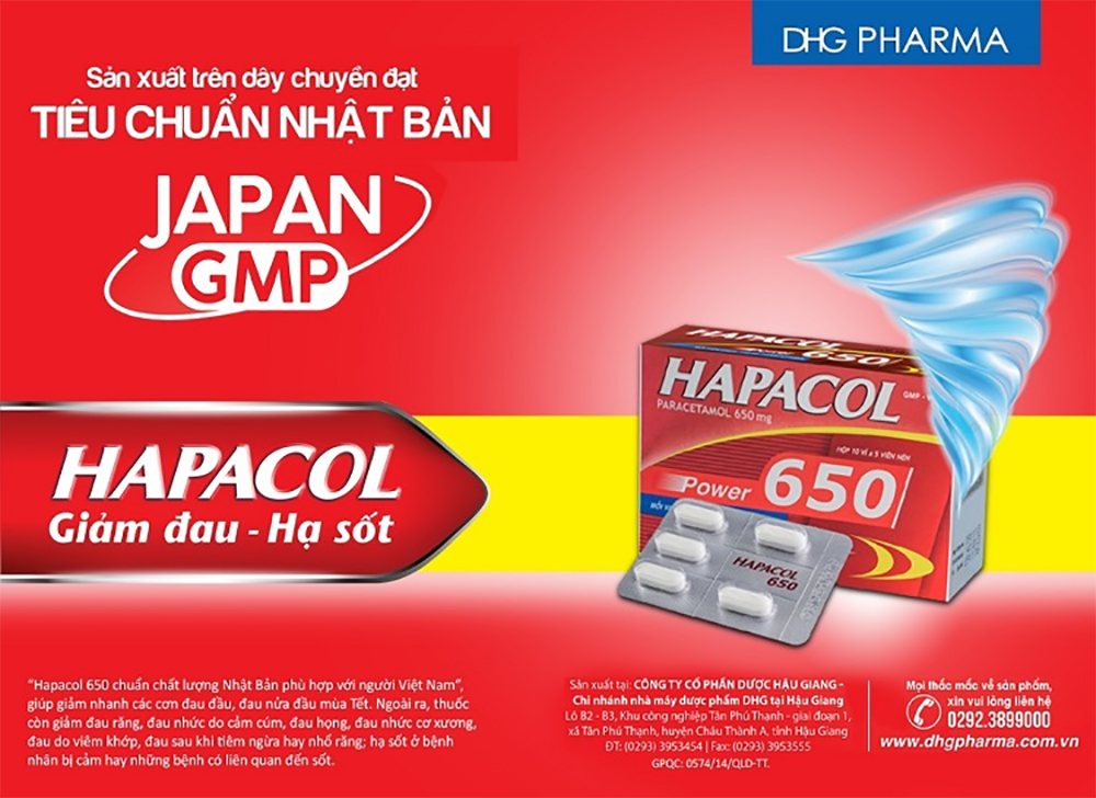 Sản phẩm Hapacol 650 mg Paracetamol phù hợp với thể trạng, tầm vóc của người Việt trong thời đại mới