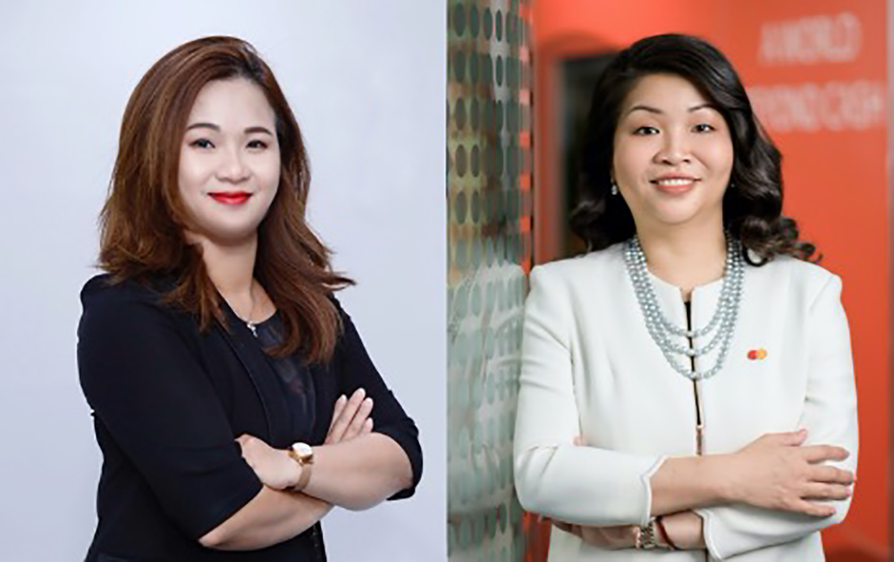 Bà Tường Nguyễn - Giám đốc Trung tâm Chiến lược và Vận hành thẻ Ngân hàng Quốc Tế (VIB) và bà Winnie Wong - Giám đốc Quốc gia của Mastercard tại Việt Nam, Campuchia và Lào (phải)