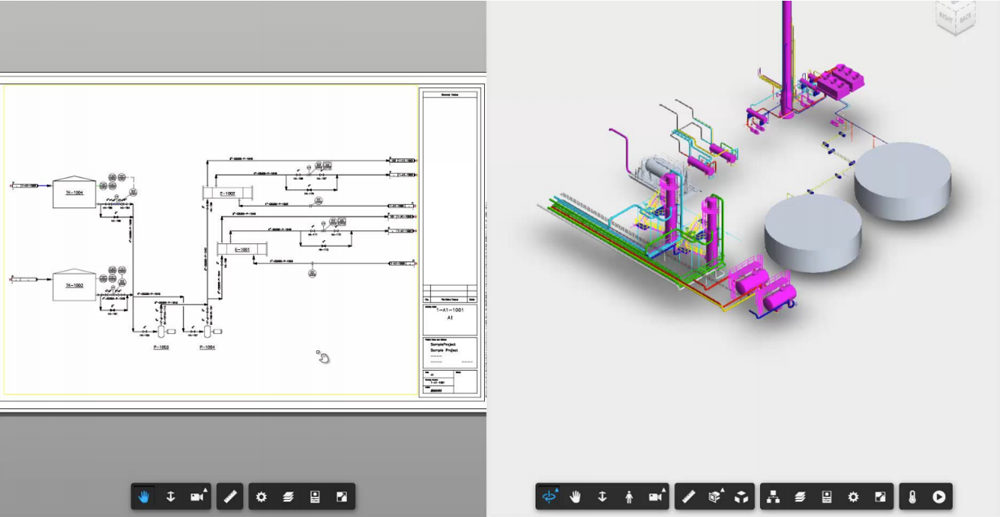 Tính năng tương tác giữa sơ đồ P&ID và mô hình 3D (Ảnh: Autodesk, Inc.)