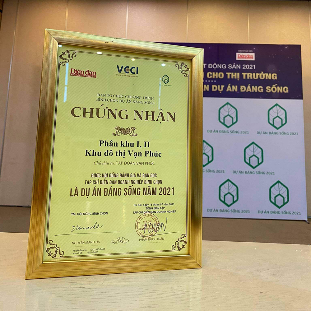 Van Phuc City được bình chọn là Dự án đáng sống năm 2021 - Ảnh: DĐDN