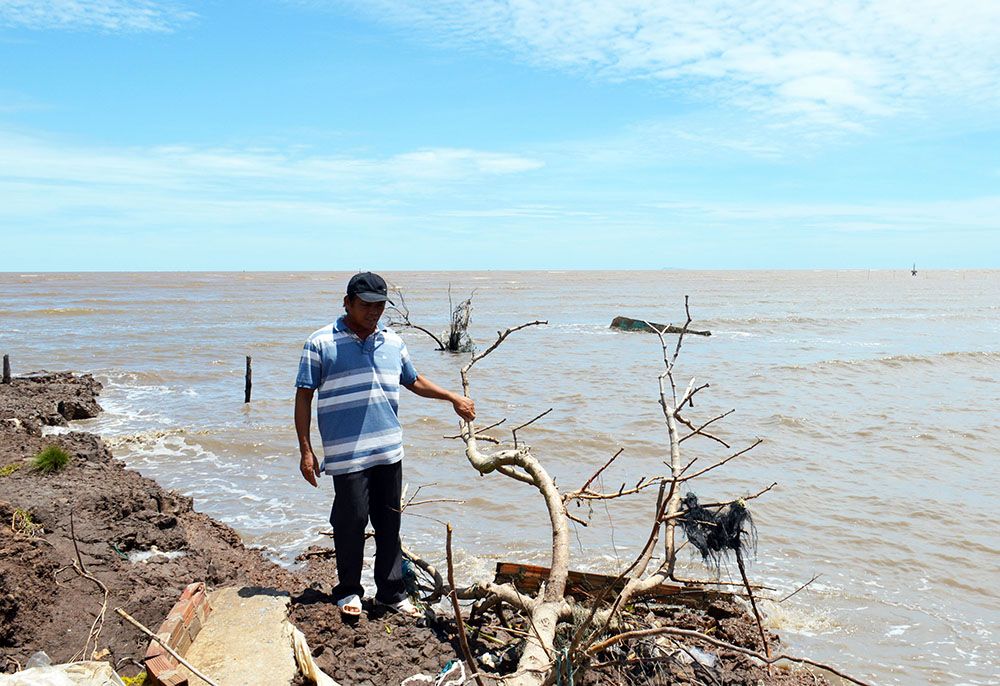 Tình trạng sạt lở bờ biển, mất đai rừng phòng hộ ở xã Nguyễn Việt Khái, H.Phú Tân ngày càng nghiêm trọng