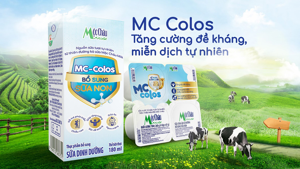 Bộ đôi sản phẩm Sữa dinh dưỡng và Sữa chua dinh dưỡng MC Colos kết hợp nguồn sữa tươi tự nhiên mát lành cùng dưỡng chất sữa non quý giá, bổ sung thêm các vitamin và khoáng chất thiết yếu