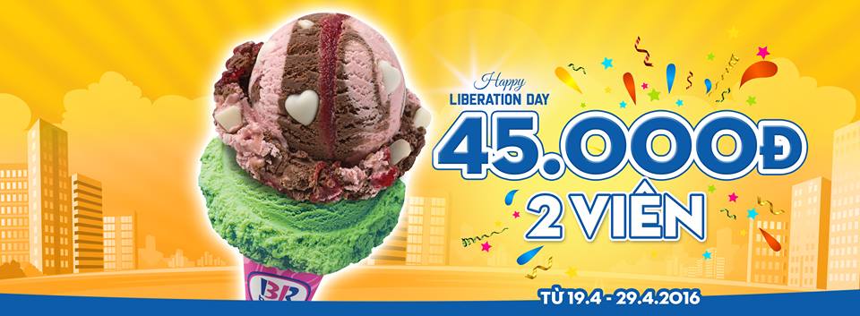 Chỉ 45.000đ để thưởng thức hai viên kem mát lạnh tại Baskin Robbins