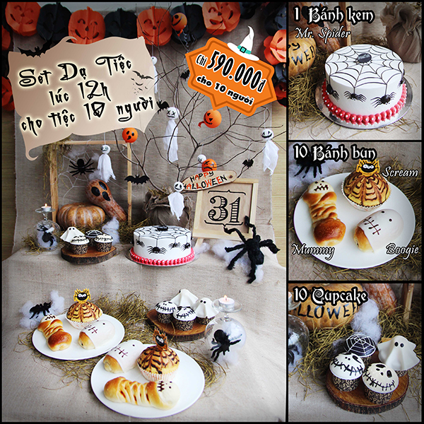 Set bánh Halloween "Dạ Tiệc Lúc 12h" dành cho 10 người chỉ 590.000đ tại BreadTalk