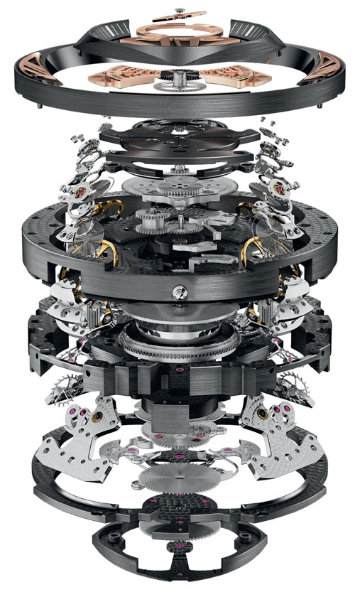 Cấu trúc siêu phức tạp của chiếc đồng hồ 2013 Excalibur Quatuor 