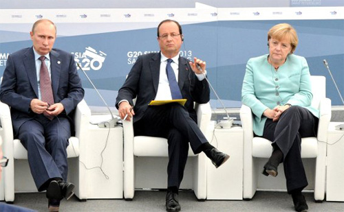 Các lãnh đạo Nga, Pháp và Đức đang nỗ lực tìm kiếm đồng thuận về vấn đề Ukraine - Ảnh: Zaman