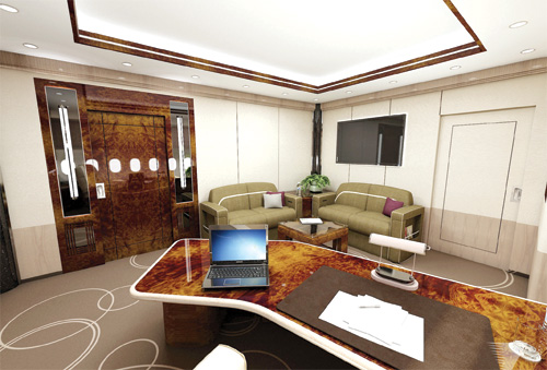 Một mẫu phòng làm việc trong Boeing 747-8 VIP - Ảnh: Boeing