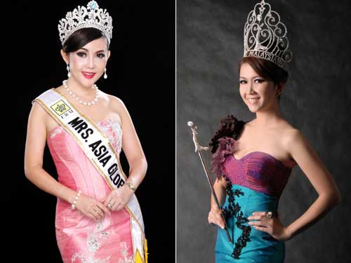 Hoa hậu quý bà châu Á Isabelle Liow (trái) và Hoa hậu quý bà quốc tế Malaysia Rachel Sua - Ảnh: N.H