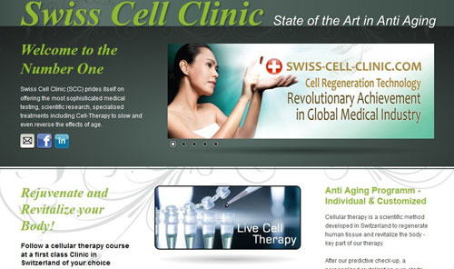 Website của một bệnh viện tư ở Thụy Sĩ quảng cáo liệu pháp tế bào - Ảnh: chụp màn hình