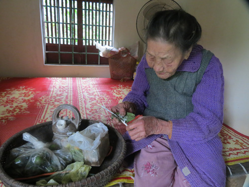 Cụ Lương Thanh Thị Hén dù đã gần trăm tuổi nhưng vẫn còn khỏe mạnh - Ảnh: Tuyết Khoa 