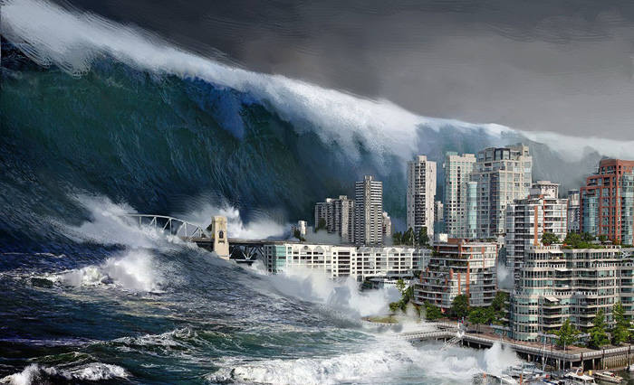 Ảnh minh họa cảnh báo về siêu địa chấn và sóng thần Cascadia -	Ảnh: DC News
