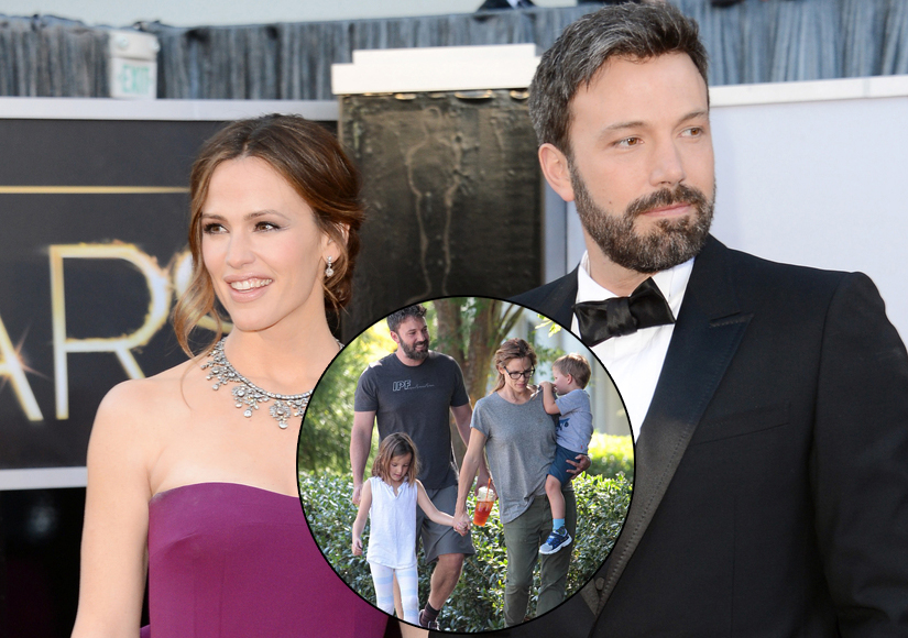 Ben Affleck và Jennifer Garner vẫn đeo nhẫn cưới và thường cùng các con đi chơi - Ảnh: AFP