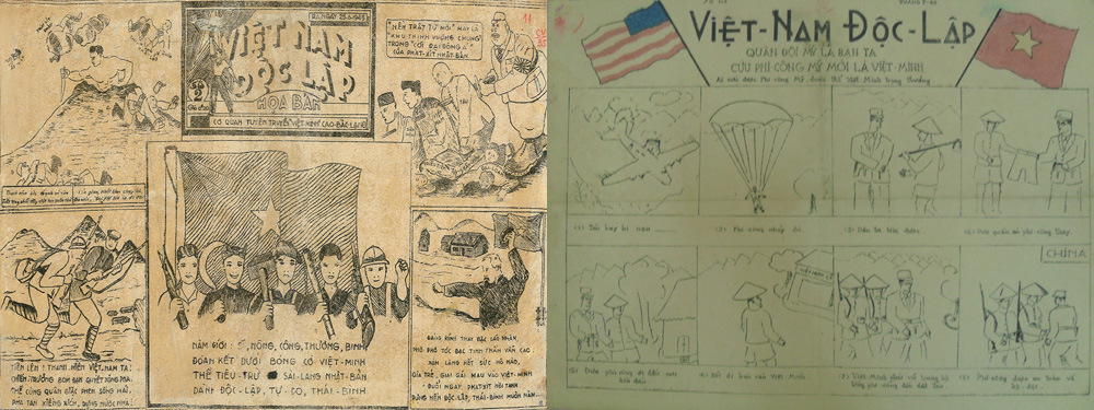 Những họa bản báo Việt Nam độc lập quý hiếm tại triển lãm - Ảnh: Bảo tàng lịch sử quốc gia cung cấp