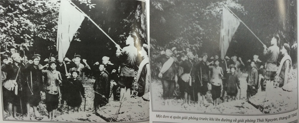 Cùng một bức ảnh nhưng lại có 2 chú thích khác nhau trong cuốn Cách mạng tháng tám qua tư liệu ảnh - Ảnh: D.T