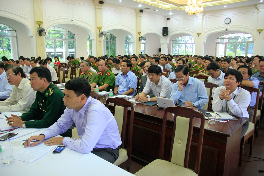  Lực lượng công an thành phố Đà Nẵng dự hội nghị được ông Nguyễn Xuân Anh chỉ đạo phải quyết liệt hơn trong tấn công tội phạm, trước mắt là 3 tháng tới -  Ảnh: Hoàng Sơn