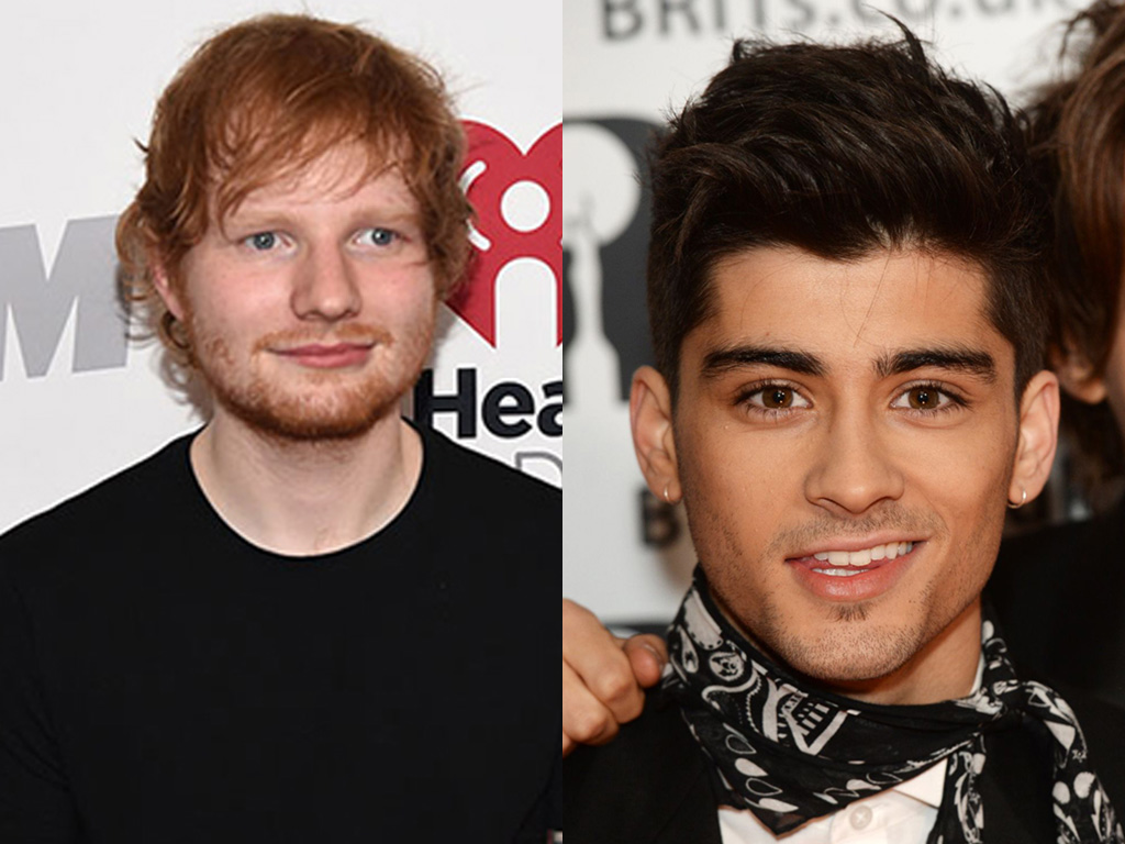 “Lính mới” Ed Sheeran chiếm vị trí số 6 và Zayn Malik chiếm vị trí số 8 - Ảnh: AFP/Getty Images