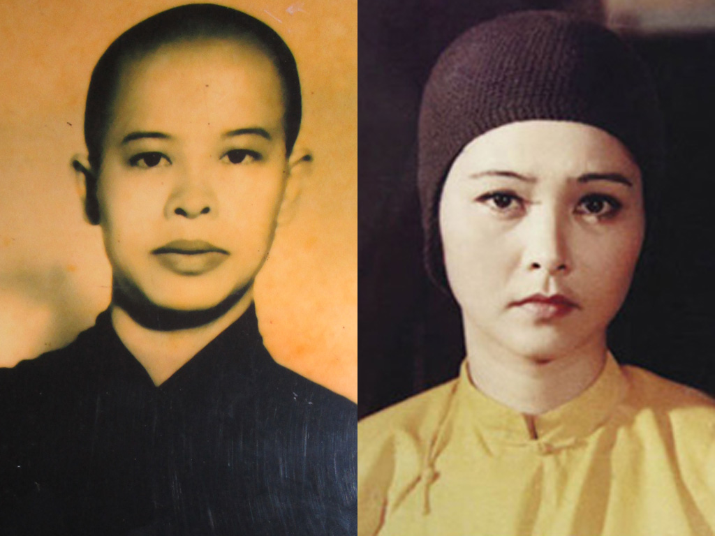 Ni sư Diệu Thông lúc trẻ (trái) và ni cô Huyền Trang (Thanh Loan đóng) trong 'Biệt động Sài Gòn' - Ảnh: nhân vật cung cấp, Tư liệu