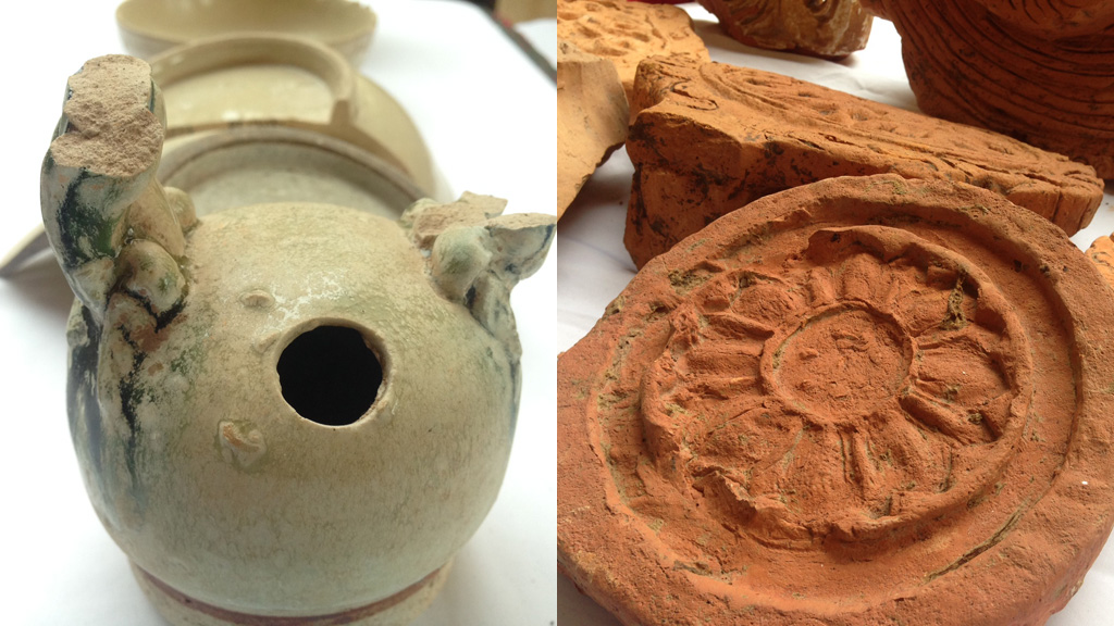 Hiện vật phát hiện năm 2015 gồm cả đồ gốm và vật liệu kiến trúc