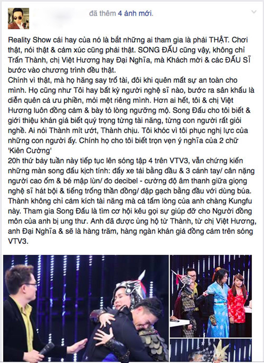 Trấn Thành chia sẻ suy nghĩ của mình trên trang cá nhân khi show thực tế mình tham gia bị khán giả phản ứng