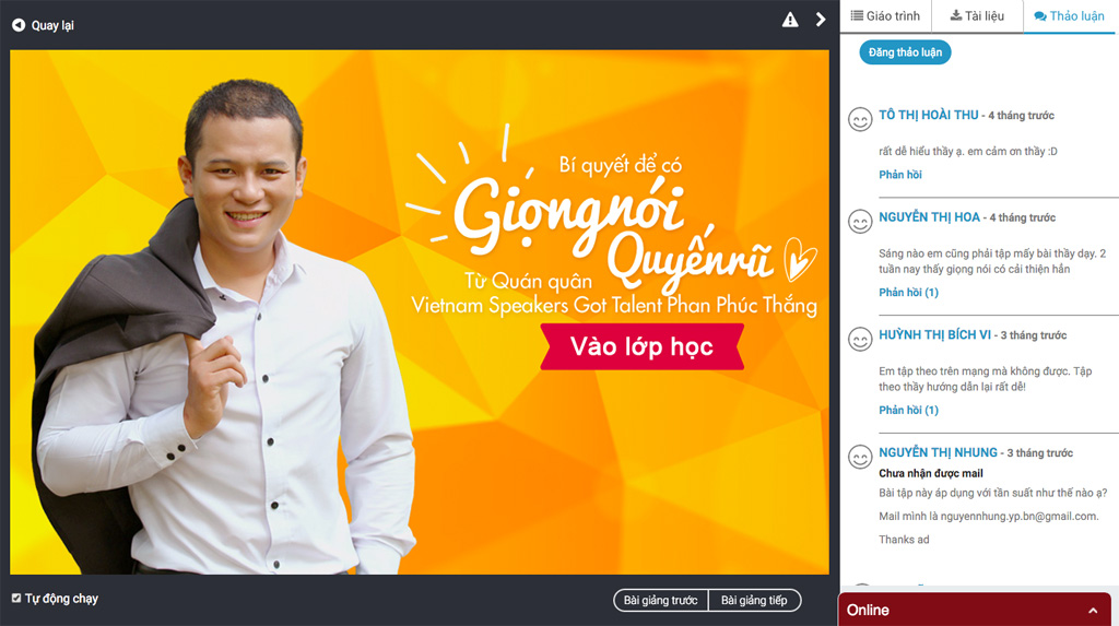 Khóa học Làm chủ giọng nói để thành công với Giảng Viên Phan Phúc Thắng - Ảnh: Topica Edumall