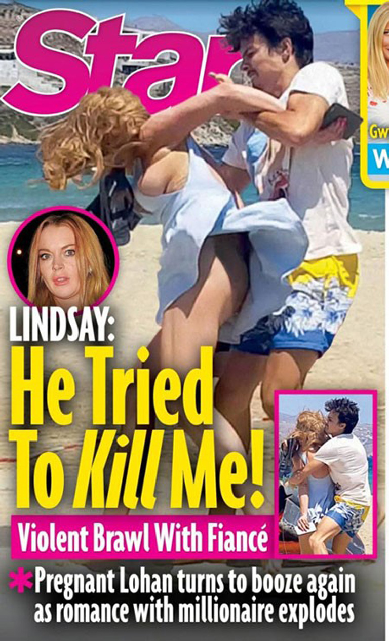 Hình ảnh Lindsay Lohan bị chồng sắp cưới hành hung đăng trên bìa tạp chí Star - Ảnh chụp màn hình Star