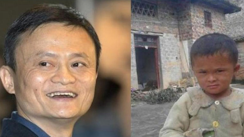 Tỉ phú Jack Ma (trái) và Fan Xiaoqin, bản sao nhí của ông - Ảnh chụp màn hình trang web của Deccan Chronicle