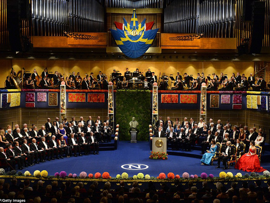 Buổi lễ trao giải Nobel 2016 vào ngày 10.12 vừa qua - Ảnh: chụp màn hình Nobelprize