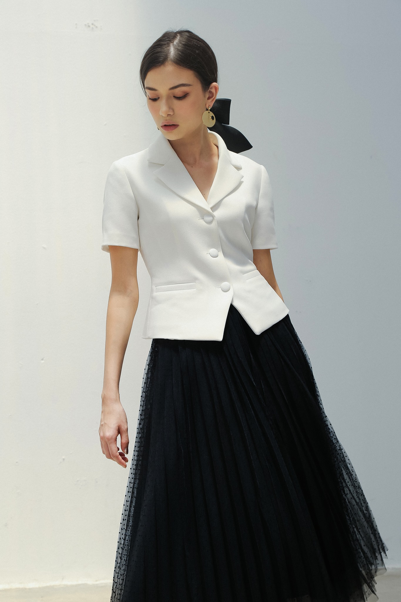 Chân váy voan xếp ly dáng dài họa tiết CV07-06 | Thời trang công sở K&K  Fashion