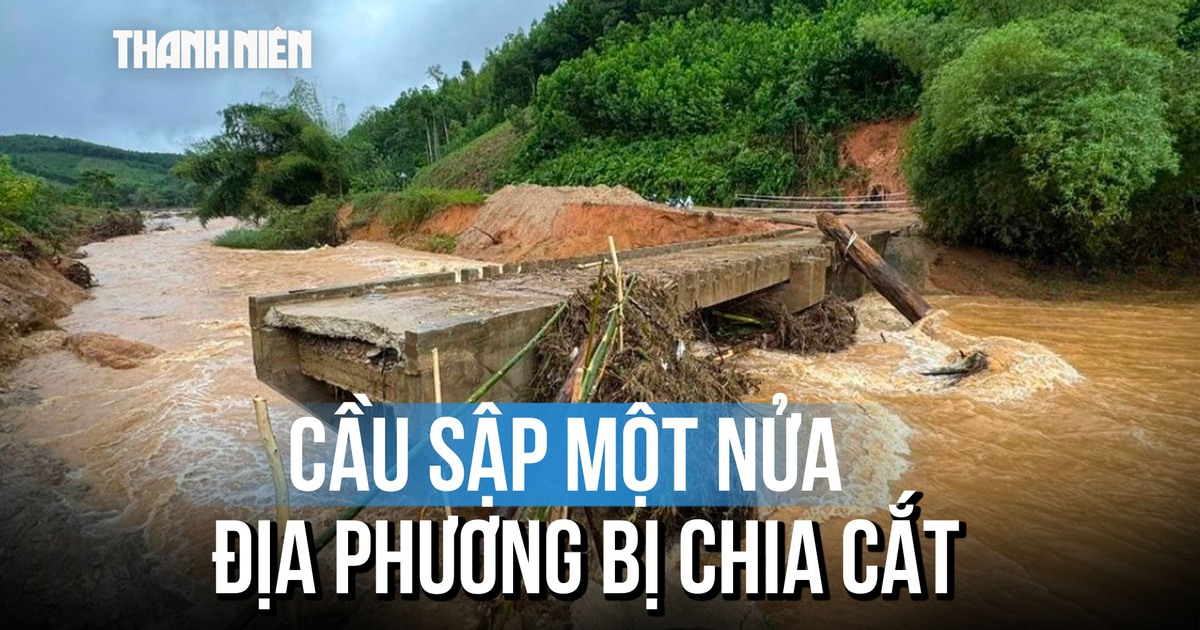 Cận cảnh cầu Nước Bao ở Quảng Ngãi bị lũ cuốn sập