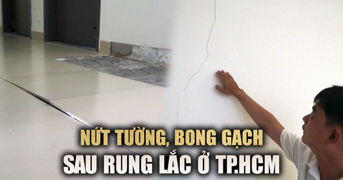 Cận cảnh nứt tường, bong gạch chung cư ở TP.HCM sau rung lắc