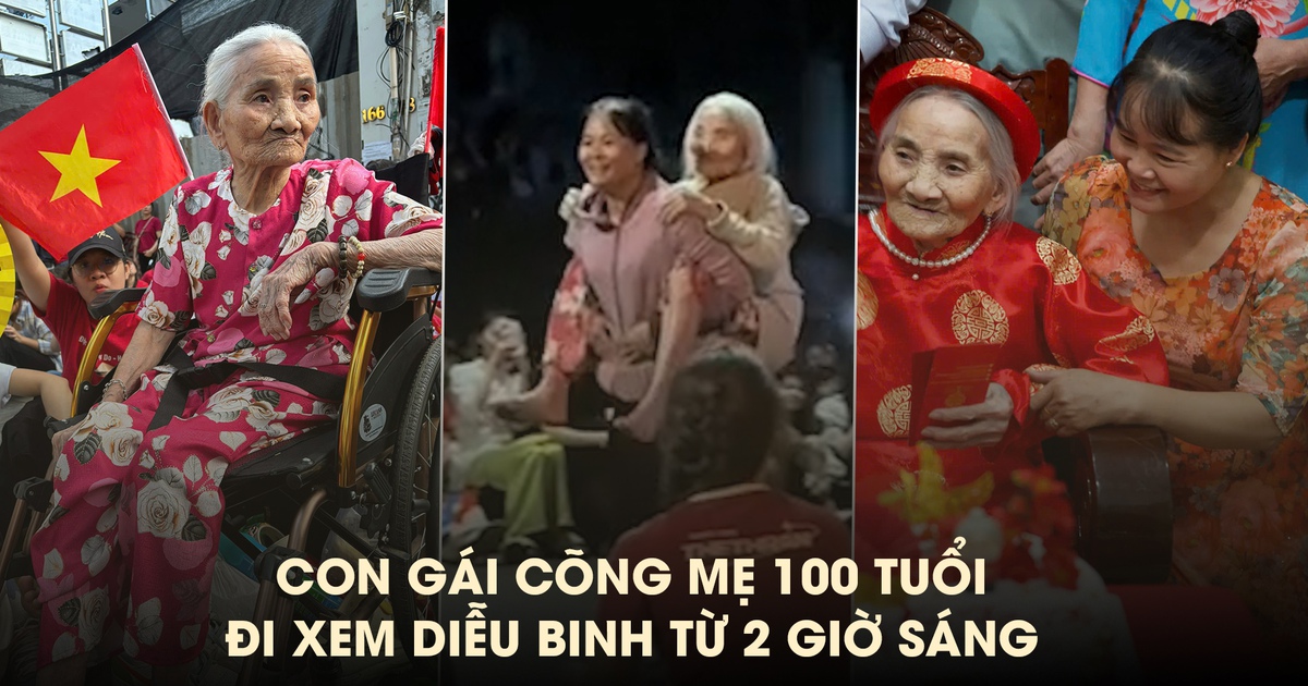 Con gái cõng mẹ 100 tuổi đi xem diễu binh: ‘Nhất định mẹ phải hưởng trọn niềm vui’