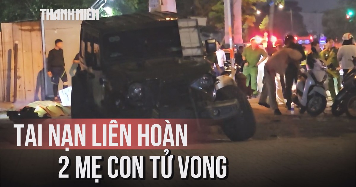 Xe Jeep tông nhiều xe máy trên đường Kinh Dương Vương, hai mẹ con tử vong