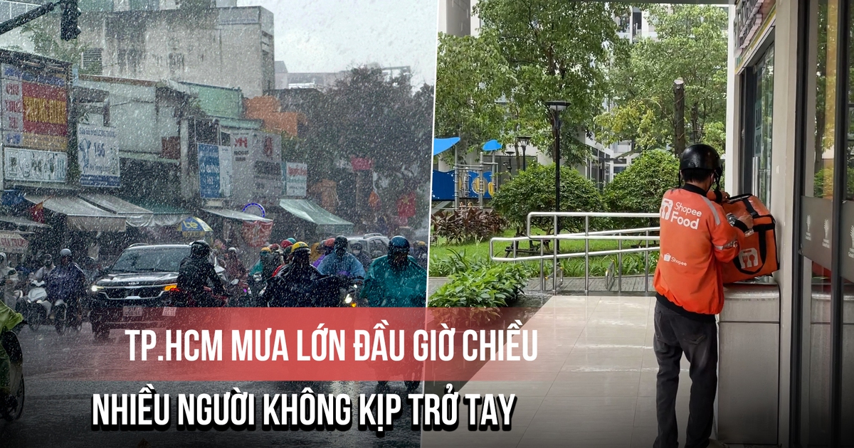 TP.HCM mưa lớn diện rộng đầu giờ chiều, nhiều người không kịp trở tay
