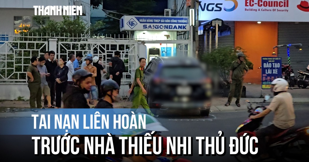 Ô tô đang chạy bỗng tông liên hoàn trước nhà thiếu nhi Thủ Đức