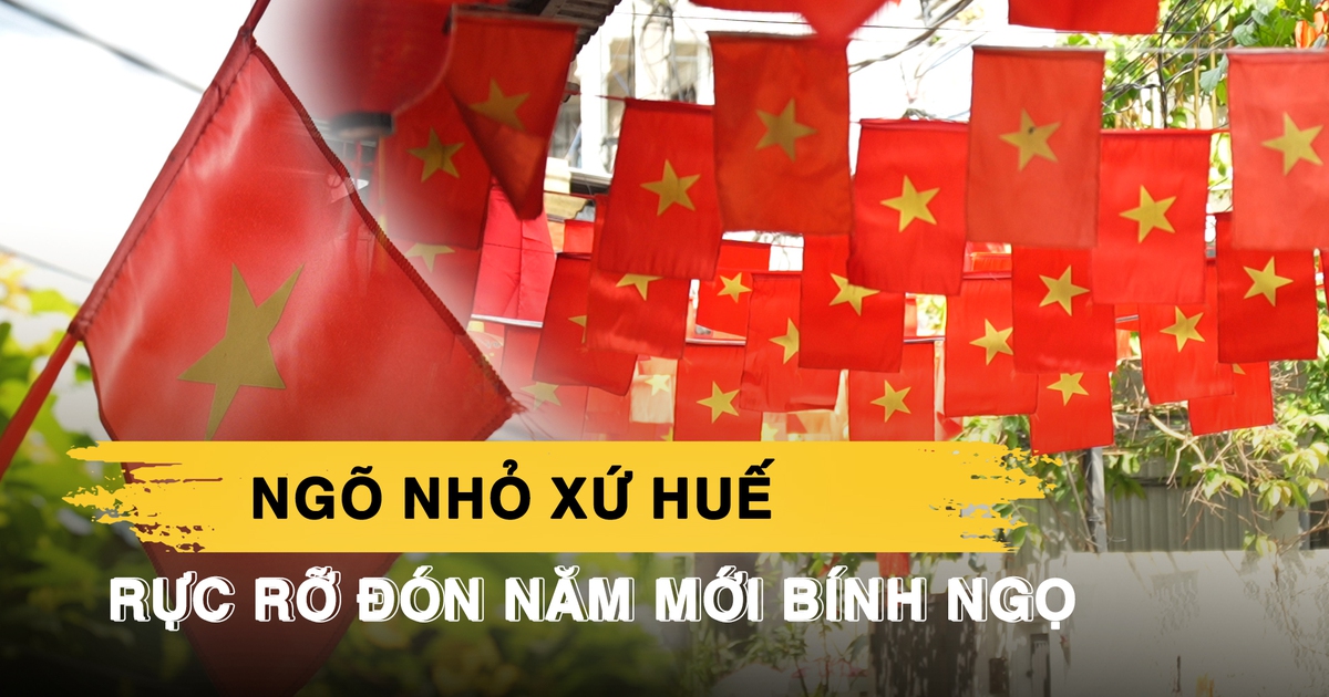 Ngõ nhỏ ở xứ Huế rực đỏ cờ hoa, đón Tết Bính Ngọ 2026