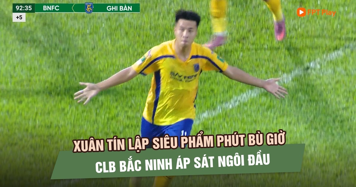 Xuân Tín lập siêu phẩm phút bù giờ, CLB Bắc Ninh áp sát ngôi đầu của Trường Tươi Đồng Nai