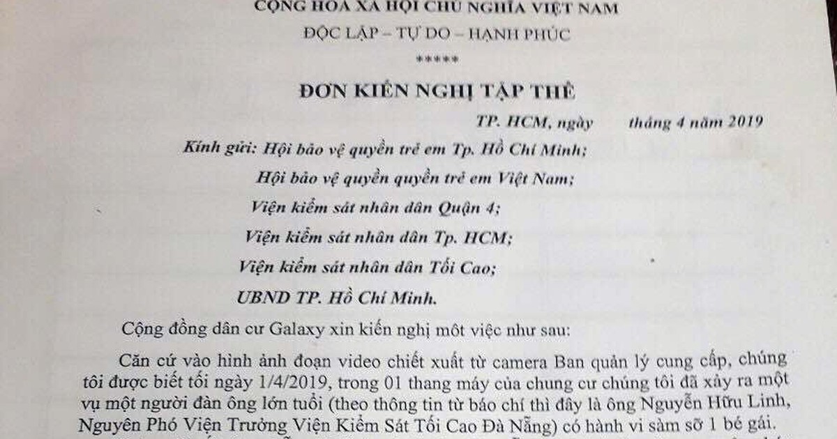 Vụ sàm sỡ bé gái: Xác nhận đơn tập thể kiến nghị khởi tố ông Nguyễn Hữu Linh