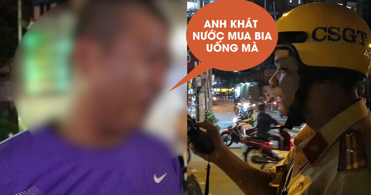 Cầm lon bia chạy xe ra khỏi quán nhậu gặp ngay CSGT đo nồng độ cồn