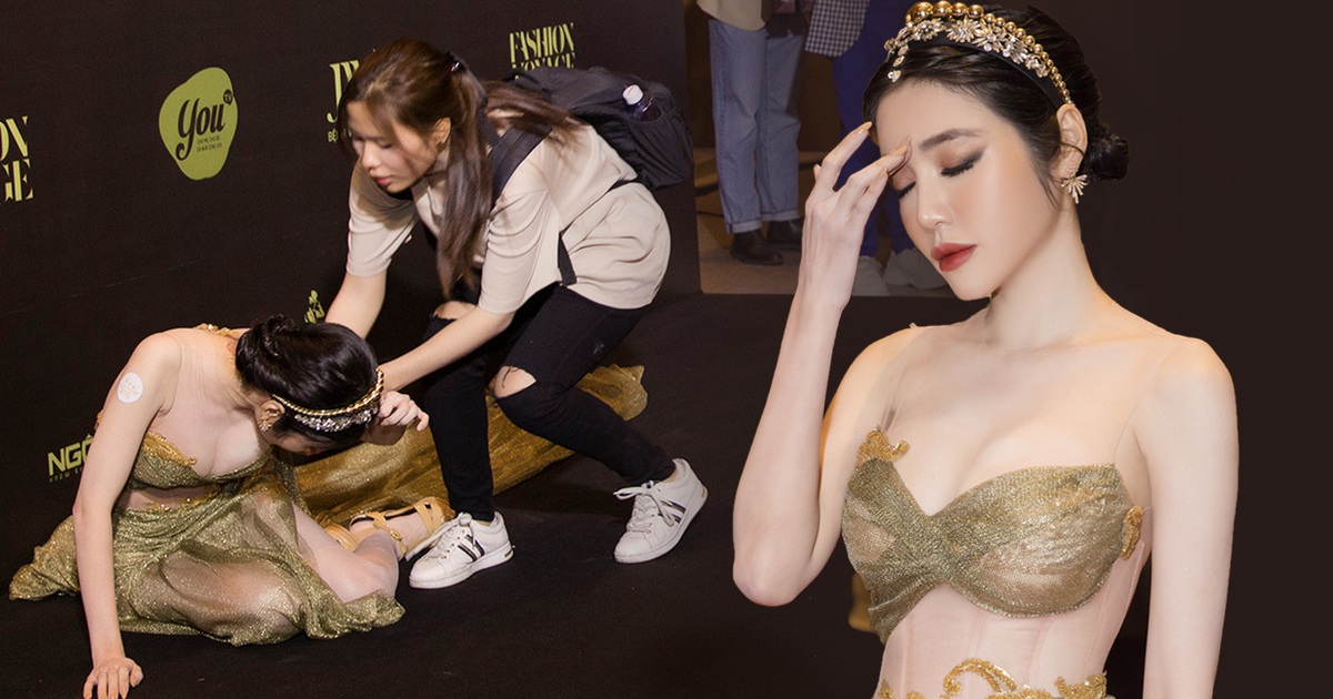 Elly Trần bất ngờ ngã khuỵu trên thảm đỏ 'Ngôi sao của năm'