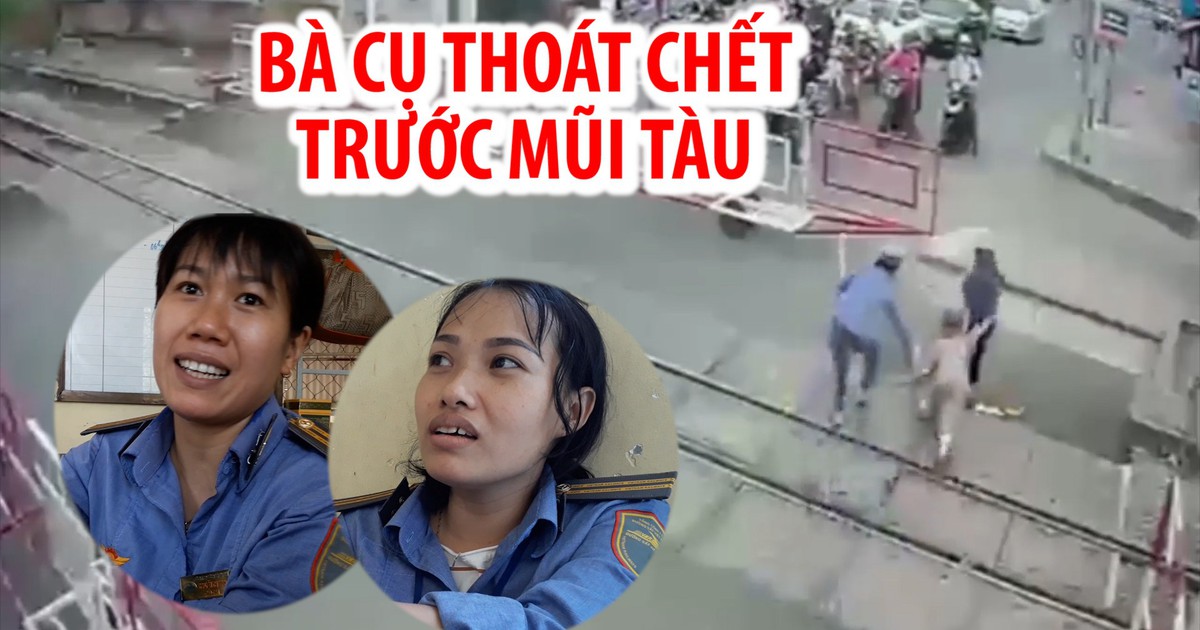 Băng qua đường ray đã đóng gác chắn, bà cụ may mắn thoát chết