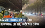 Mưa lớn giờ tan tầm, hầm vượt sông Sài Gòn kẹt cứng, đường Mai Chí Thọ ngập như sông
